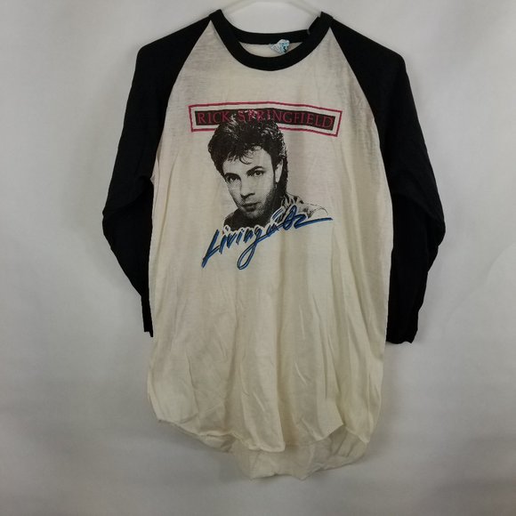Vintage 1983 Rick Springfield Tour Shirt Single Stitch Raglan Size L - Picture 1 of 6